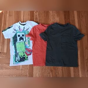Kids Graphic T-Shirt Set - White (Minecraft), Orange, And Dark Green